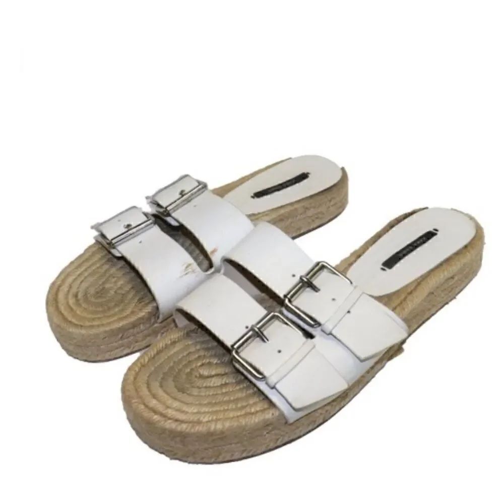 White Zara Platform Espadrilles - White Buckle ZARA Sandals - Size 38